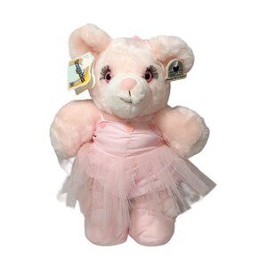 Vintage 1983 Heartline Snuggables Pink Teddy Bear Ballerina Plush Toy 13"